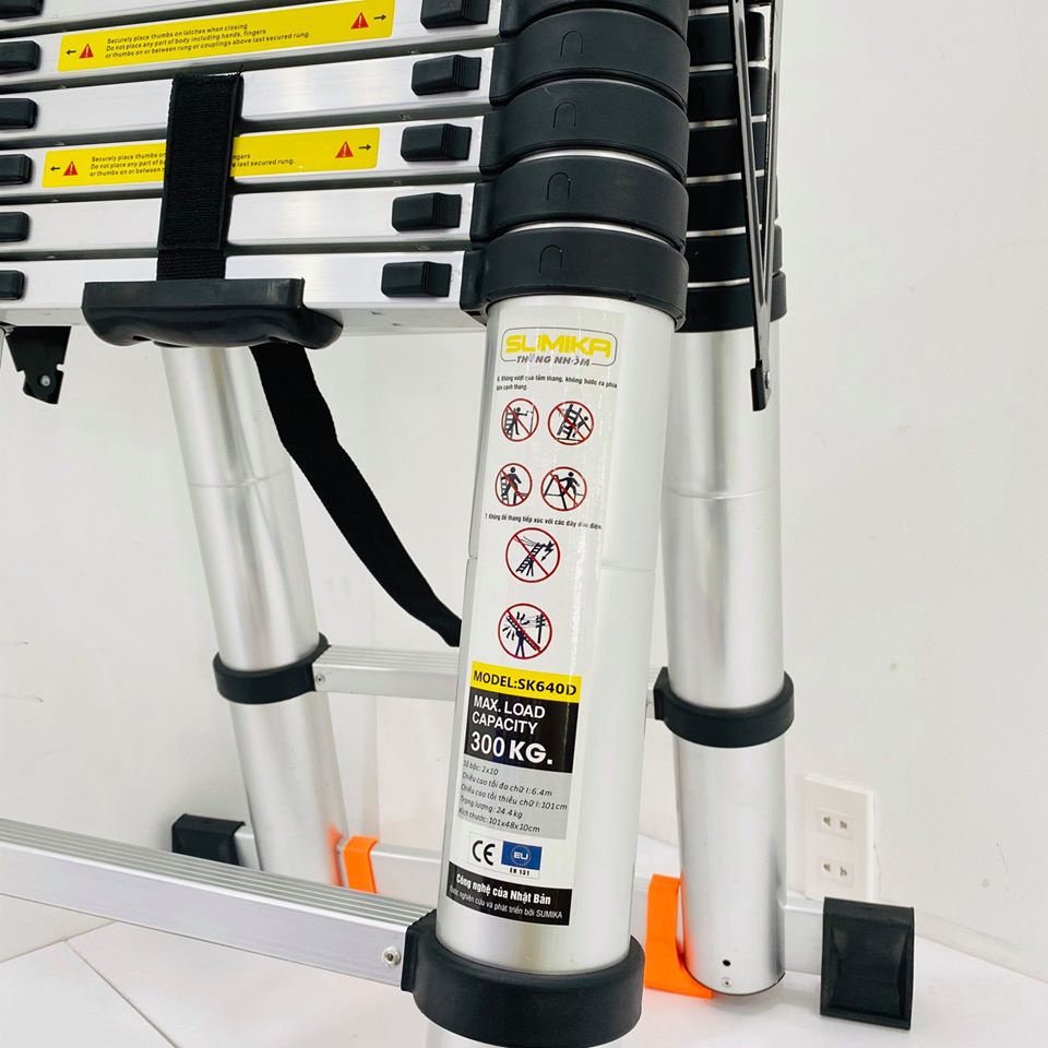 Thang nhôm rút đôi chữ A SUMIKA SK640D chữ A:3.2M; chữ I:6.4M NEW 2022 tải trọng 300kg, bảo hành 2 năm