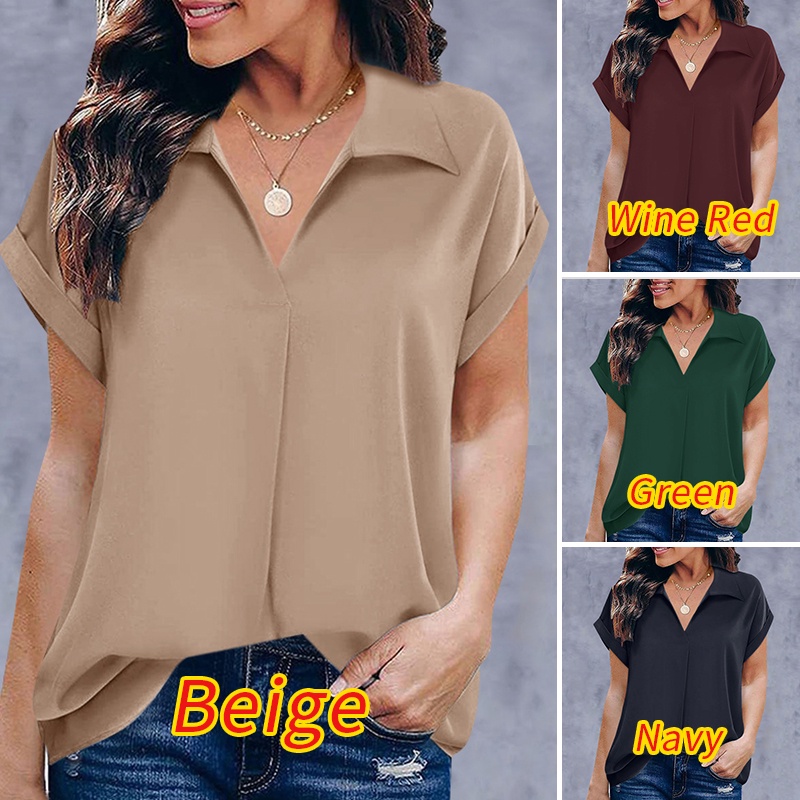 Áo ZANZEA tay ngắn cổ chữ V thời trang dành cho nữ