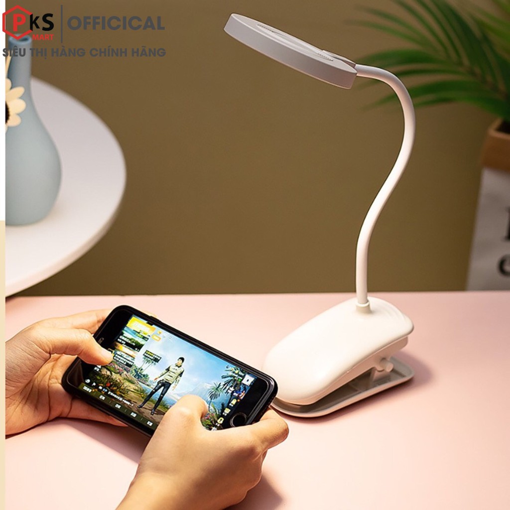 Đèn Học, Đọc Sách Kẹp Bàn Sạc Pin Tích Điện SL-904 8W 4000mAh Với 3 Chế Độ Sáng Trắng, Vàng Và Trắng Ấm