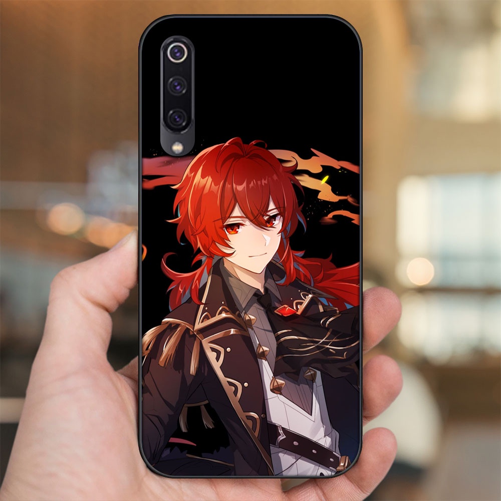 Ốp lưng Xiaomi Mi 9, Mi 9 SE viền đen in hình Diluc Genshin Impact