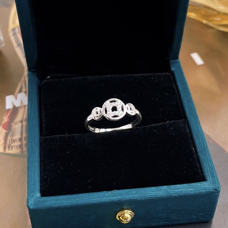 Nhẫn bạc nữ đồng tien đính đá xinh xắn N052 - Trang sức MINA JEWELRY
