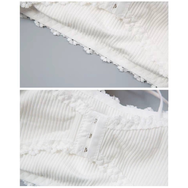 Áo bra 2 dây cotton tăm mịn viền ren cài sau có điều chỉnh