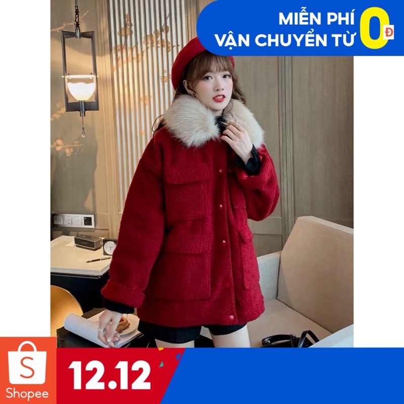 Áo Khoác Dạ Cổ Lông - Hàng QC Chất Dày Đẹp - Có Ảnh Thật