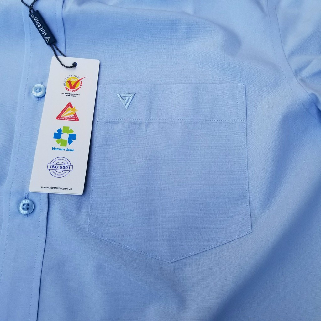 Aó sơ mi nam màu xanh da trời ngắn tay Việt Tiến , chính hãng , cao cấp – form suông  REGULAR- tà bầu | BigBuy360 - bigbuy360.vn