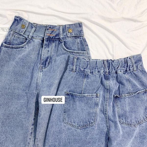 Quần Jean Nữ HJ001 | Baggy Ống Rộng Thời Trang | Cá Tính | GinHouse Shop