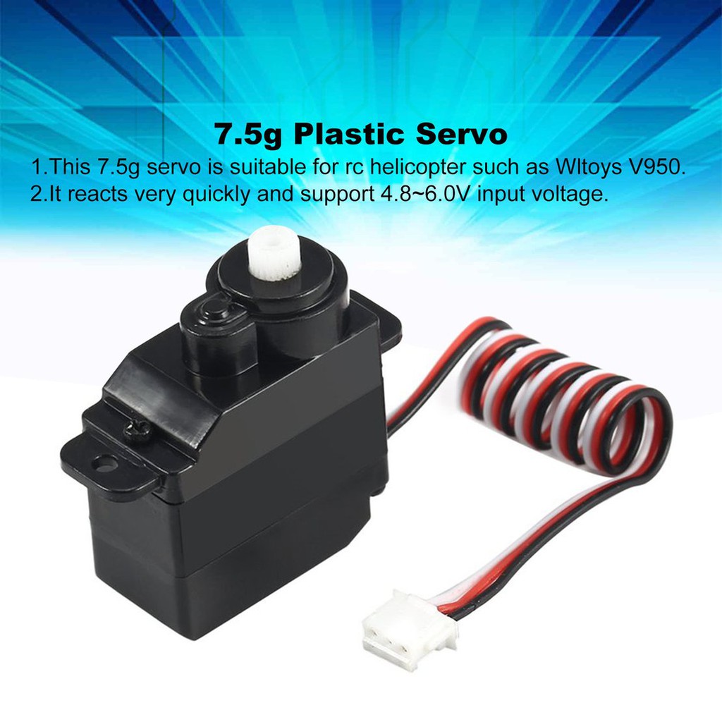 【điều khiển từ xa8/5】7.5g Plastic Gear Analog Servo for Wltoys V950 RC Helicopter Part Accessaries