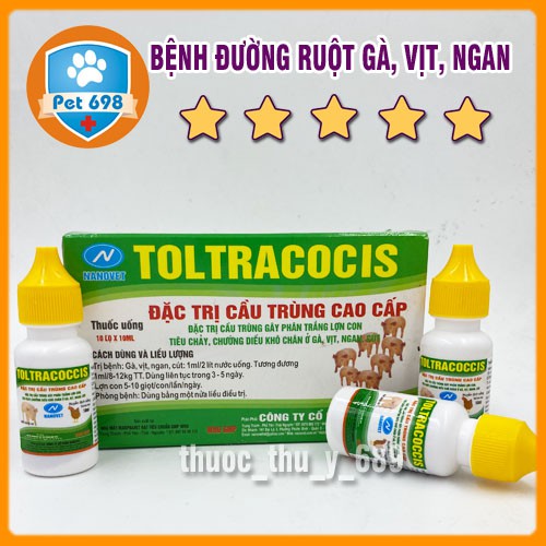 Hộp 10ml x 10 lọ Toltracocsis Chữa bệnh đường ruột cho thỏ, lợn con, chó con PET-698