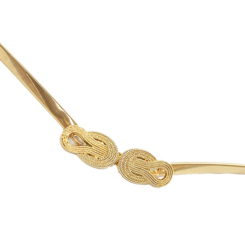 Thắt Lưng Mỏng Co Giãn Điều Chỉnh Được Phối Dây Xích Sang Trọng Cho Nữ