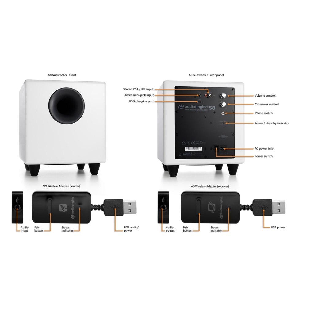 Loa Siêu Trầm Subwoofer Audioengine S8 - Bảo Hành Chính Hãng 12 Tháng