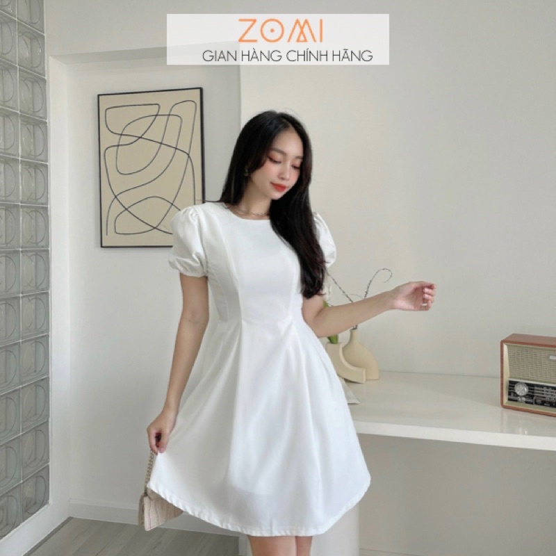 Đầm xòe tay phồng Basic thiết kế cao cấp ZOMI D9399