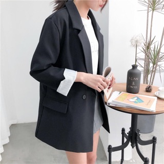(Sẵn S) Áo blazer basic xắn tay cho nữ