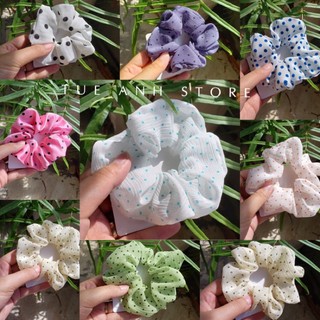 B48 Dây buộc tóc scrunchies các mẫu chấm bi