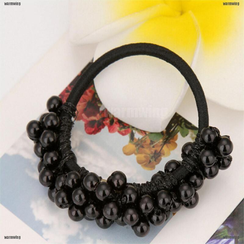 Bộ 2 Dây Cột Tóc Cao Su Co Giãn Đính Ngọc Trai Cho Nữ