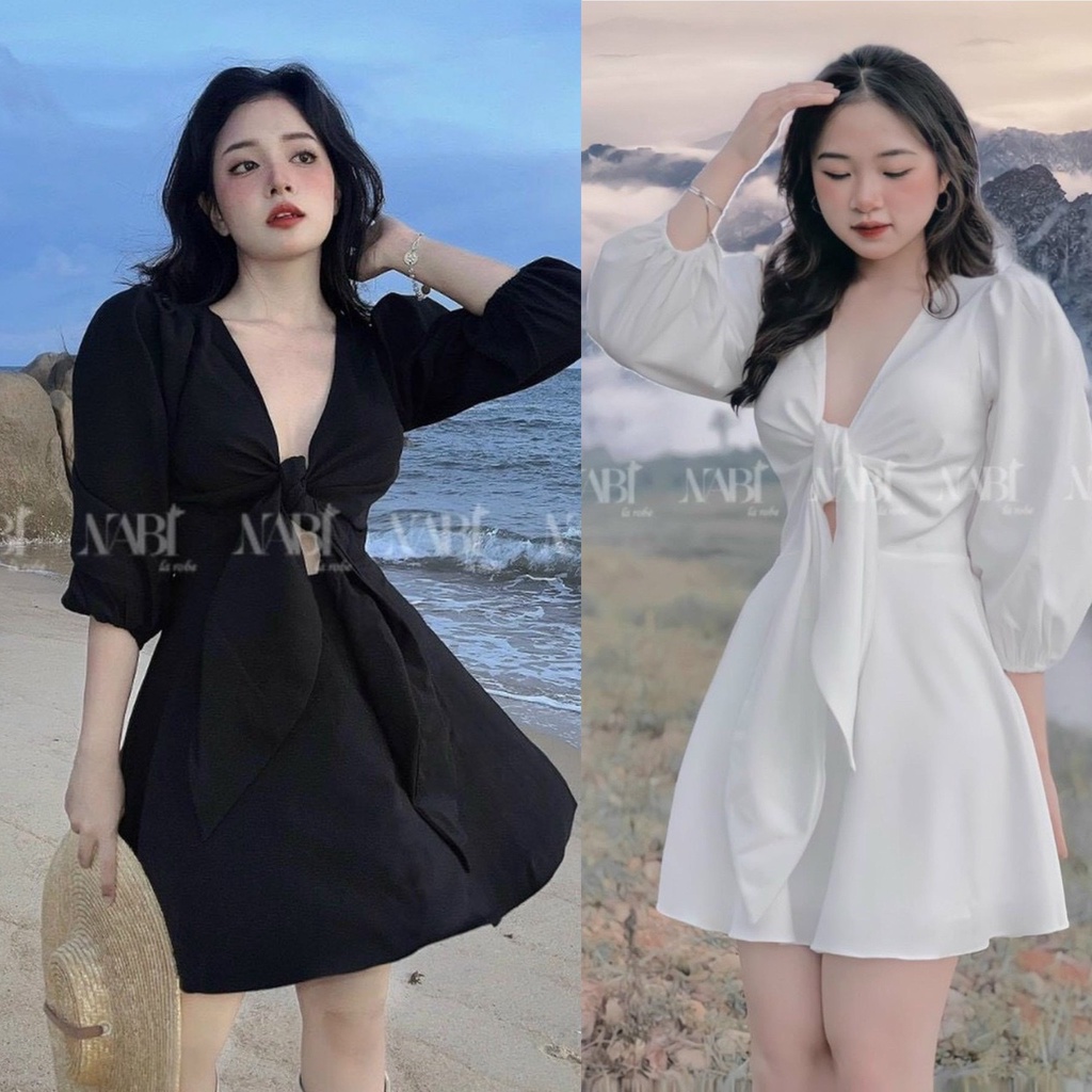 Đầm xoè nơ ngực 2màu💖 KÈM ẢNH THẬT