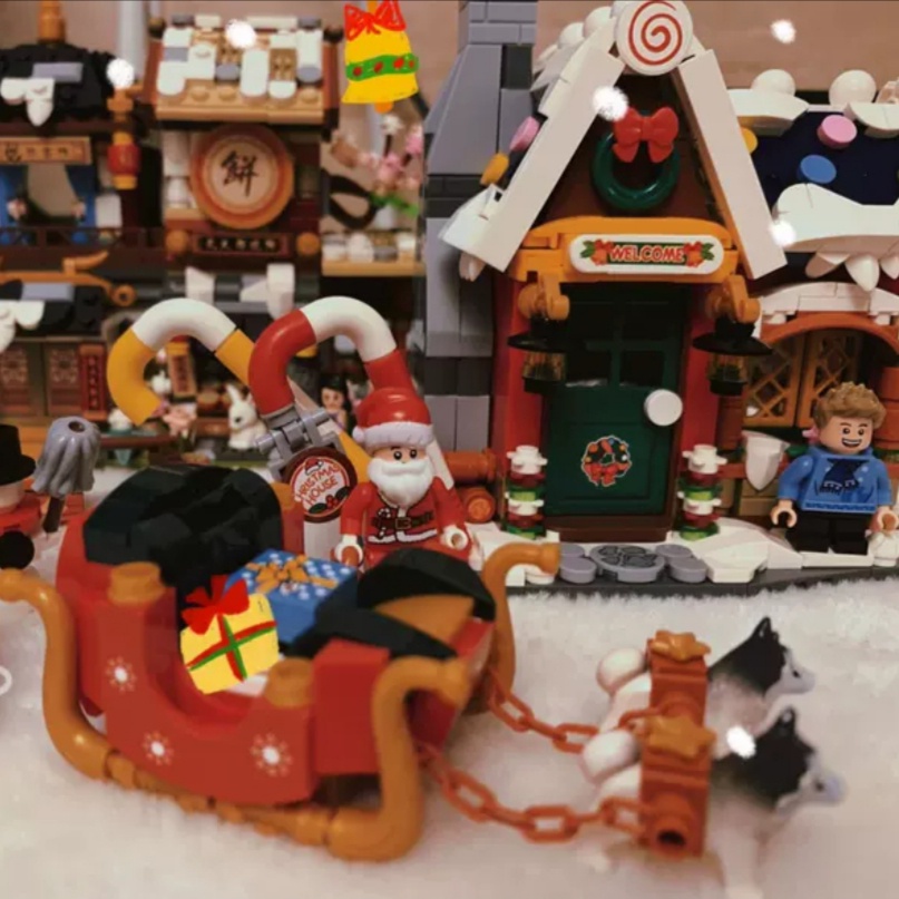 Bộ mô hình lắp ráp LOZ khối xây dựng đồ chơi mô hình nhà Giáng sinh Christmas house