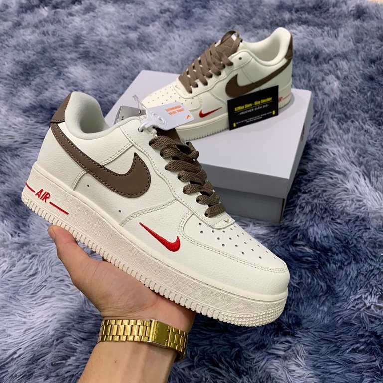 Giày Sneaker AF1 Vệt Nâu, Giày Air Force 1 Nam Nữ Bản Đẹp, Da Xịn Đế Air