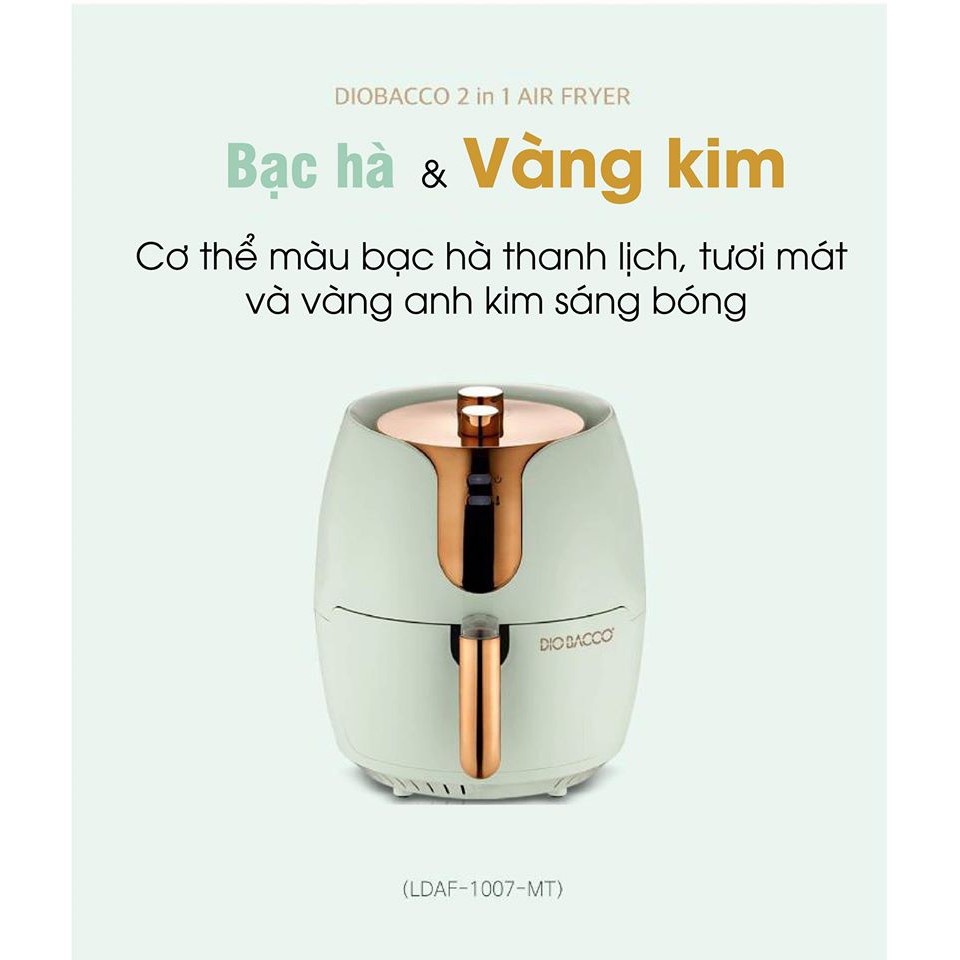 (Mã CHUT002 giảm 8%) Nồi Chiên Không Dầu Dio Bacco 2in1 Dung Tích 7L, Bảo Hành 12 Tháng - Hàng Nội Địa Hàn Quốc