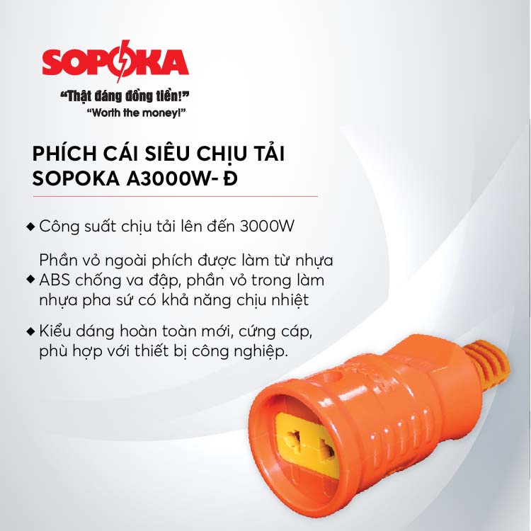 Phích cái siêu chịu tải SOPOKA A3000W-Đ