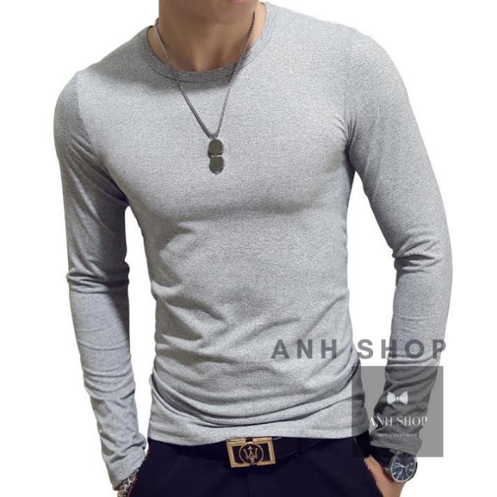 Áo thun nam tay dài mặc thu đông, giữ nhiệt, chất cotton co giãn, áo dài tay dáng ôm cao cấp