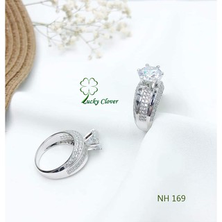 Nhẫn BẠC Nữ mặt cao nạm đá cao cấp