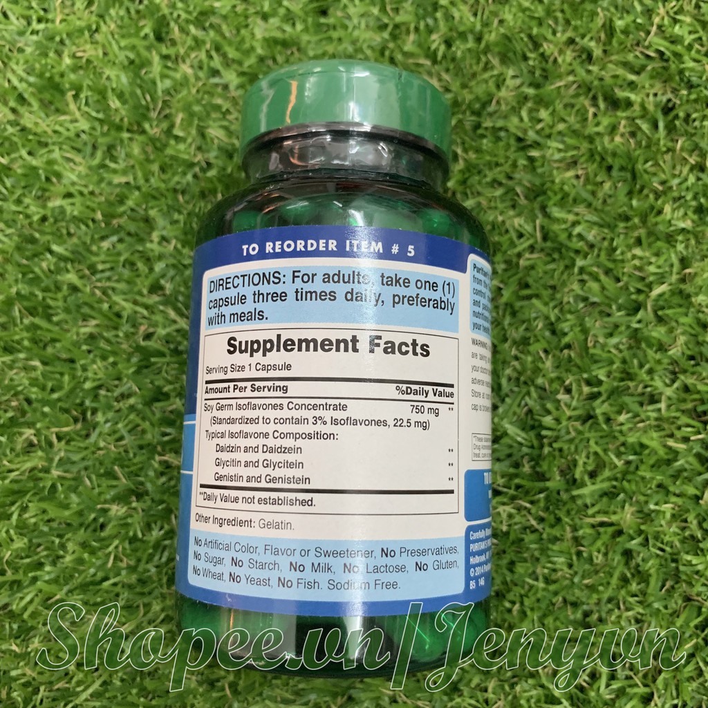 Tinh chất mầm đậu nành Soy Isoflavones Puritan’s Pride 120v date 12/2024