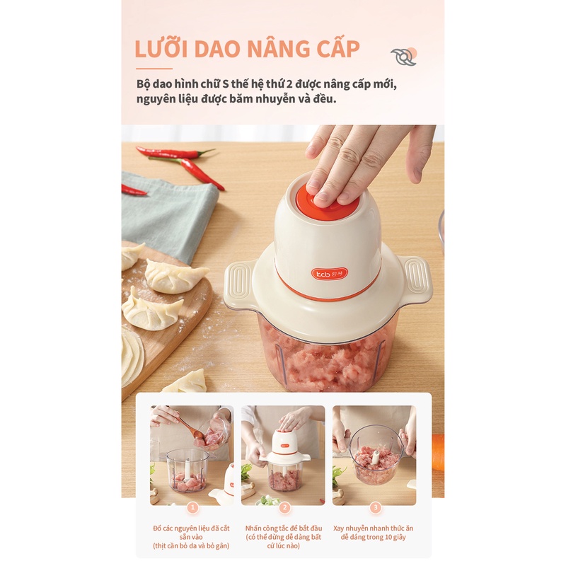 Máy xay thịt đa năng TSUKI KC-JR-N- Lưỡi dao thép không gỉ -Hàng chính hãng, bảo hành 12 tháng.