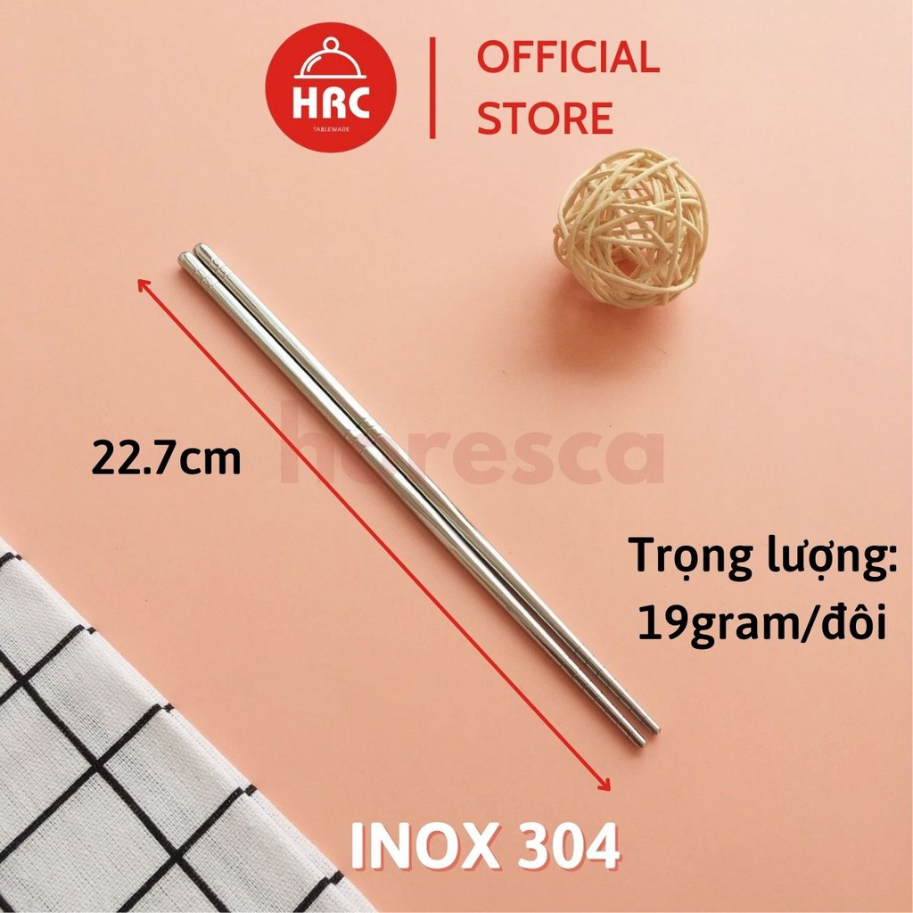 Đũa inox 304 ăn cơm xịn an toàn chống trơn trượt đầu tròn