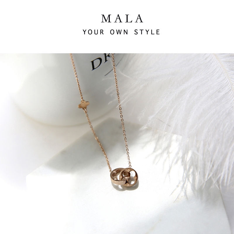 Vòng cổ bằng thép titan màu vàng hồng thời trang cho nữ | BigBuy360 - bigbuy360.vn