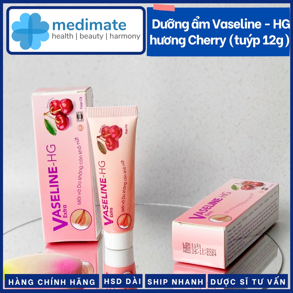 Dưỡng môi Vaseline HG extra hương anh đào (cherry) giúp môi mềm mại, mịn màng tuýp 12g