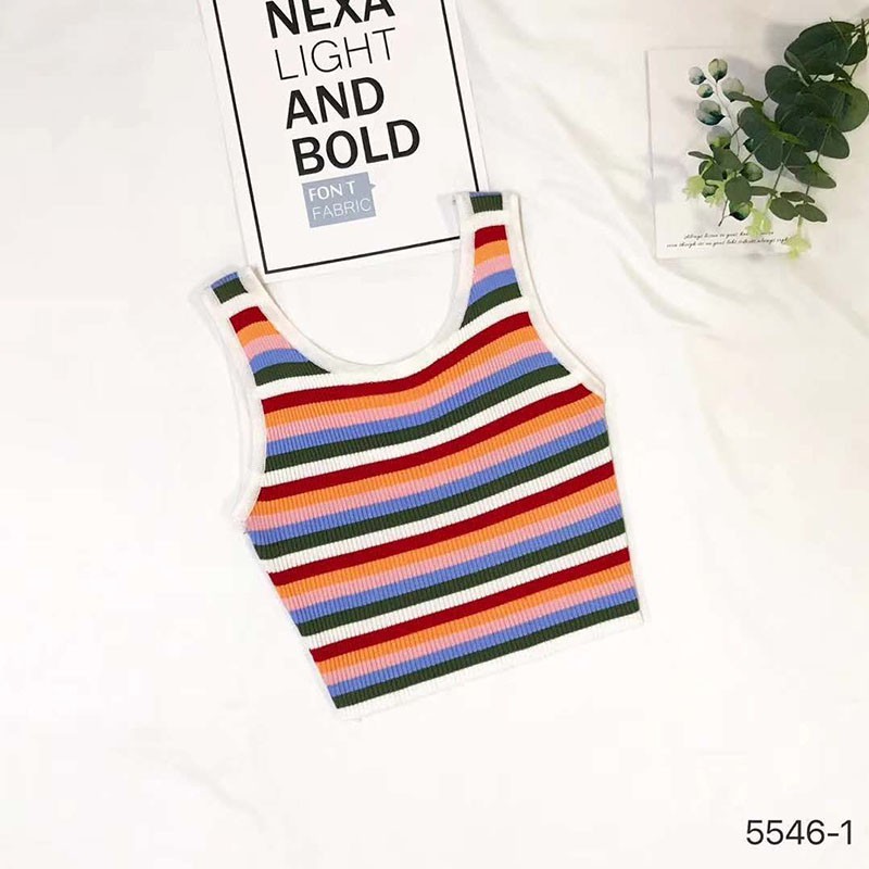 Áo không tay hoạ tiết kẻ sọc màu cầu vồng sặc sỡ | BigBuy360 - bigbuy360.vn