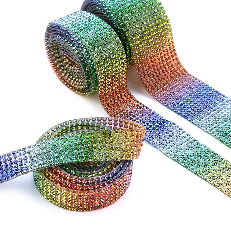 Cuộn Dây Ruy Băng Đính Đá 1 yard 6 / 8 / 12 Hàng Dùng Trang Trí Giày