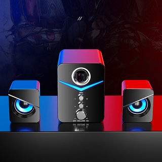 Loa máy tính MC D221 Super Bass cực khoẻ, âm thanh vòm 9D, có núm xoay điều chỉnh âm thanh, jack 3.5mm