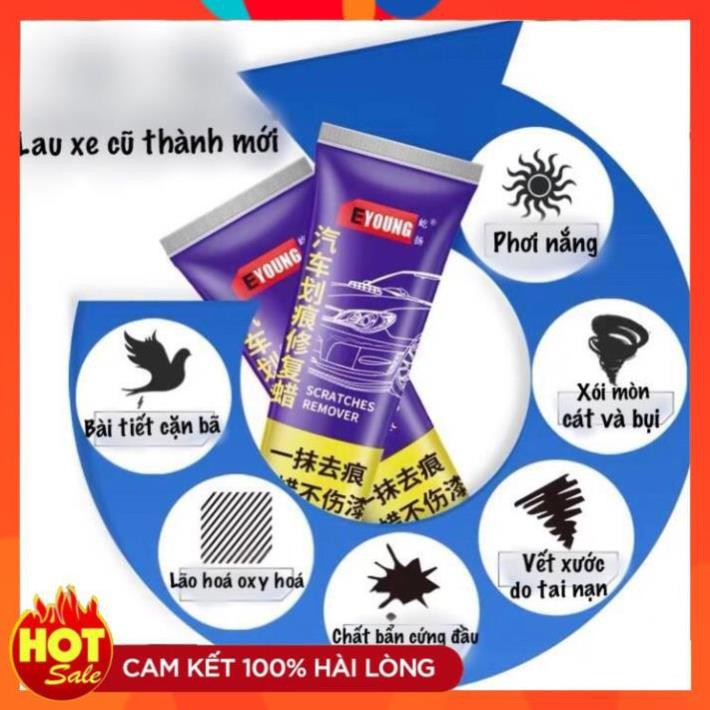 Kem đánh bóng nhựa Ô tô , xe máy cao cấp EYOUNG - Lọ 100ml Kèm 02 miếng mút xốp