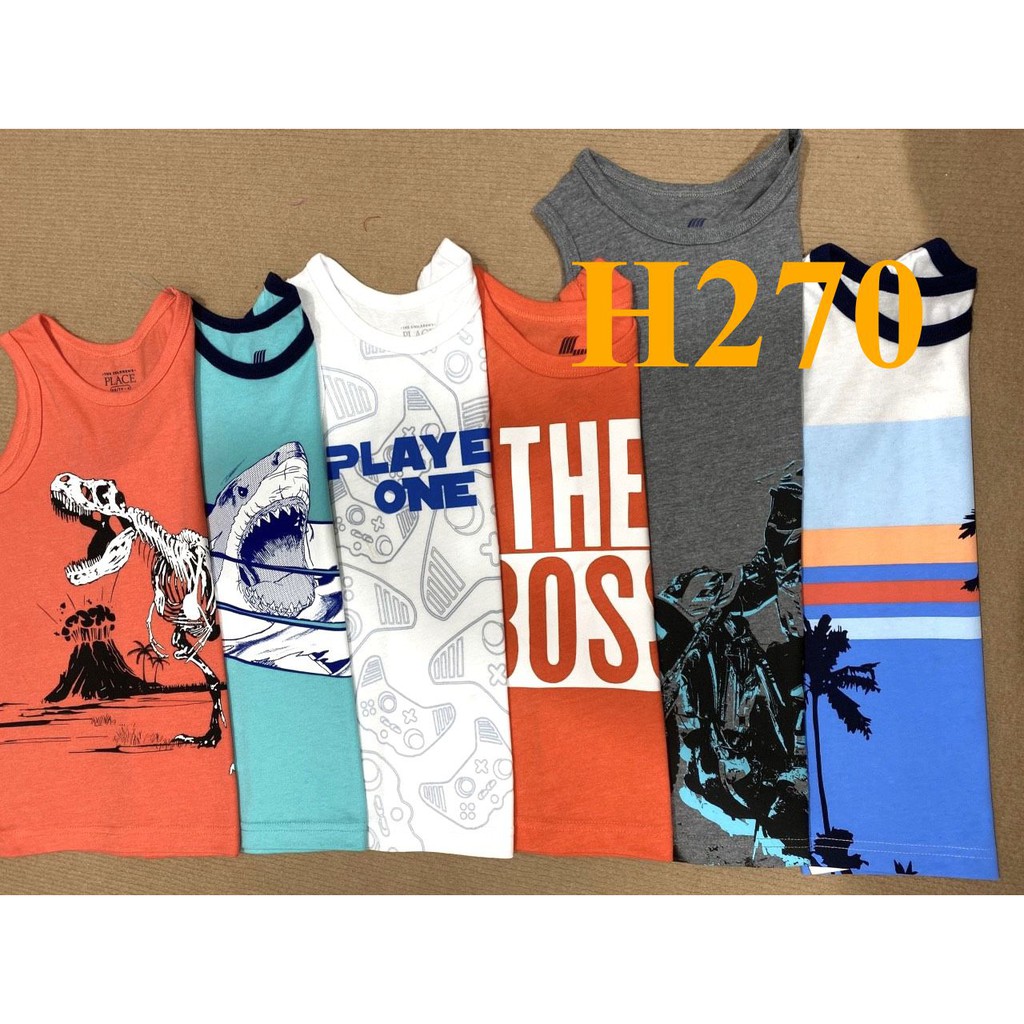 Mã H270: Áo thun ba lỗ bé trai Place  hàng Vnxk dư xịn chất thun cotton mềm mịn, bé mặc hè quá đẹp, màu sắc tươi sáng,