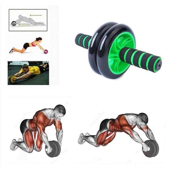 Con lăn dụng cụ tập cơ bụng máy tập bụng tập gym nam nữ tập tay tập vai tập thể hình tập thể dục tại nhà tặng kèm thảm