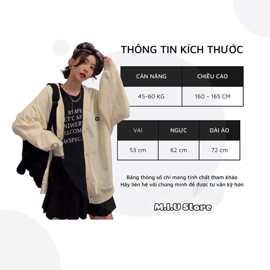 Áo Cardigan nỉ Unisex form rộng - áo khoác nỉ bông dài tay cổ tròn năng động