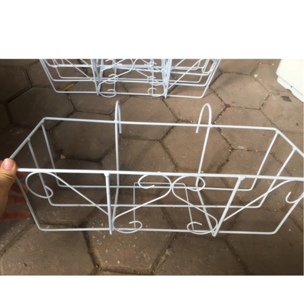 Bộ Khay Nhựa Và giá Treo Trắng 67*24*19cm hàng mới chất dày đẹp treo ban công