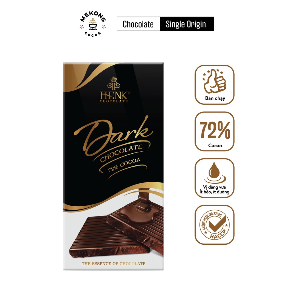 Combo 5 Socola Đen Nguyên Chất MARK&amp;MILK 72% Cocoa Có Vị Đắng Vừa Thanh 100g