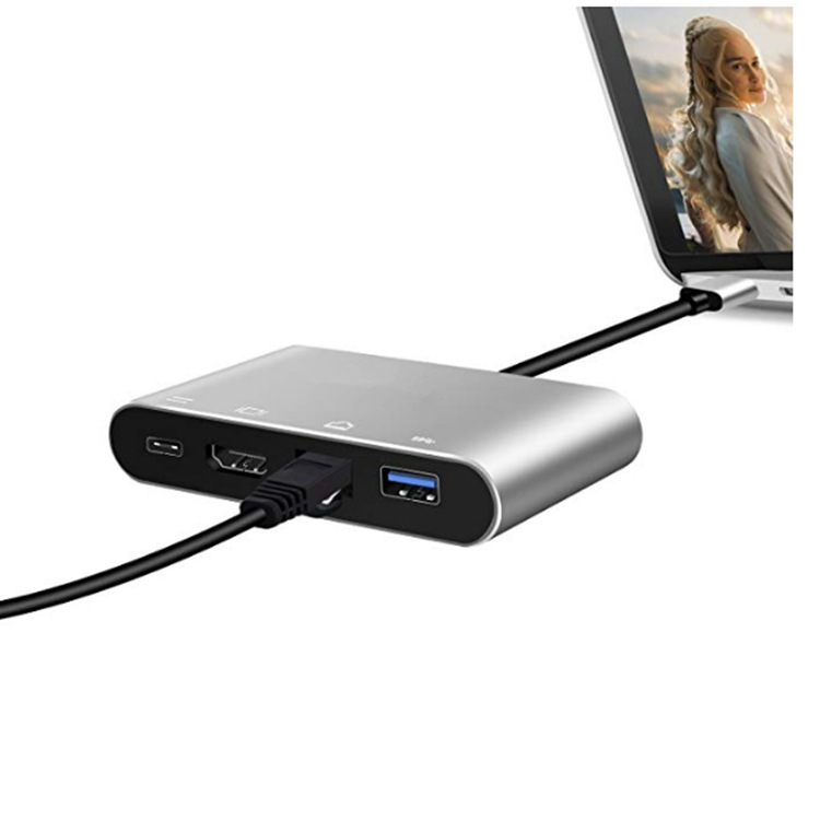 Bộ Chuyển Đổi Usb-C Sang Hdmi + Mạng Rj45 3.0hub Cho Ios Mac Otg