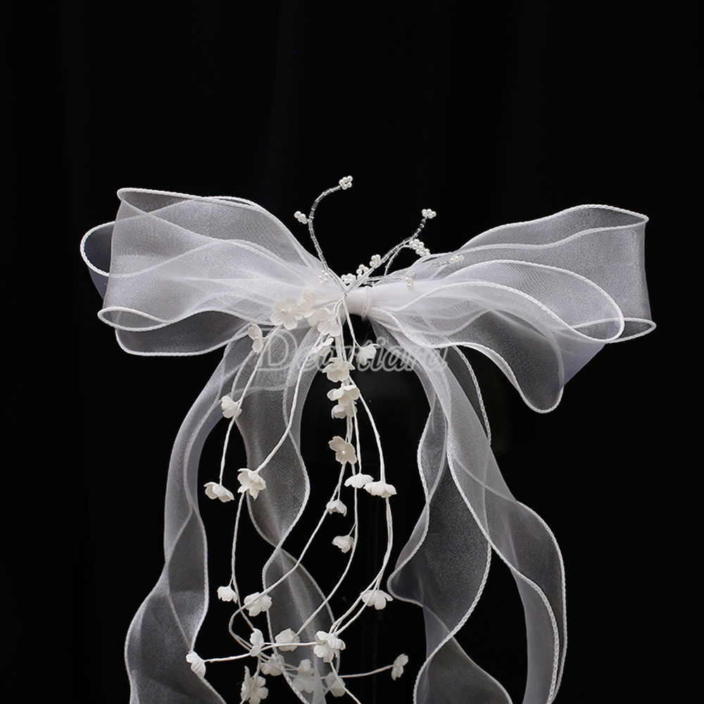 Cài tóc phối lưới thắt nơ trang trí tóc dành cho cô dâu