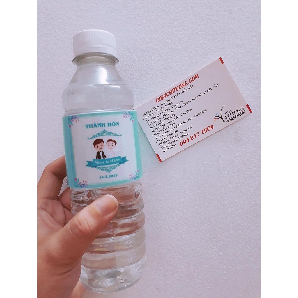 Tem nhãn chai nước suối - tem nhãn đám - cưới In Bạch Dương