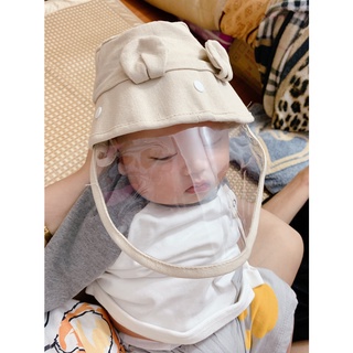 Mũ chống giọt bắn cho bé hình tai gấu dễ thương cho bé 0-24m (tấm kính có thể tháo rời )