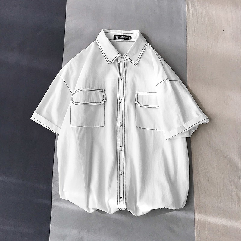 Áo Sơ Mi Tay Lỡ Nam Nữ M.RO Form Rộng, Cổ Bẻ Có Túi 3 Màu Tự Chọn Phong Cách Hàn Quốc MR Hero SMK3
