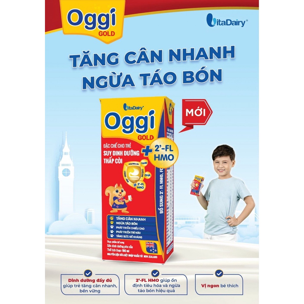 [HSD T3-2024] COMBO 3 LỐC 12 Hộp Sữa Hộp Pha Sẵn Oggi Suy Dinh Dưỡng Gold 180ml.