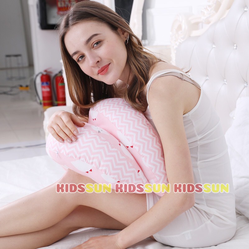 Gối bầu cánh tiên KIDSSUN cao cấp nâng chất liệu cottot và bông độ đàn hồi cao đỡ bụng giảm đau lưng cho bà bầu