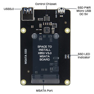 Raspberry Pi 3 Model B+(Plus)/3B Msata Ssd Storage Expansion Board X850 V3.0 Usb