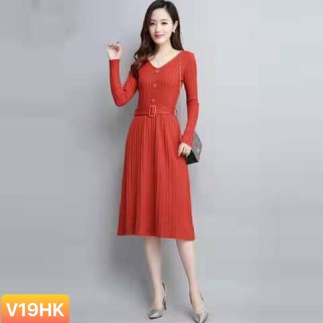 Váy len qc đai eo cổ tim siêu đẹp .Sỉ 190k | BigBuy360 - bigbuy360.vn