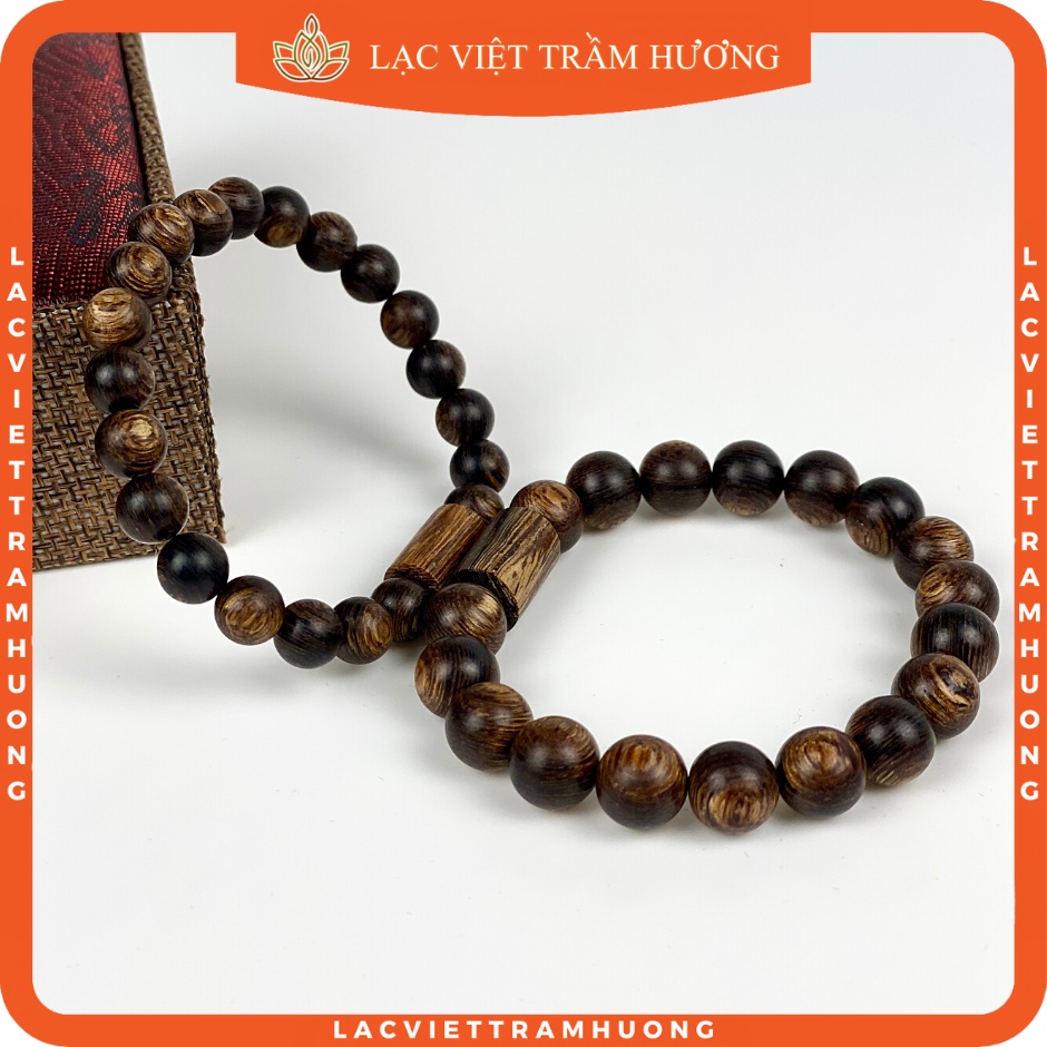 Vòng Tay Trầm Hương cho Nữ và Nam Hạt Tròn mix Đốt Trúc Sánh Chìm Tự Nhiên Cao Cấp - Cặp Đôi cầu Sức Mạnh - May Mắn