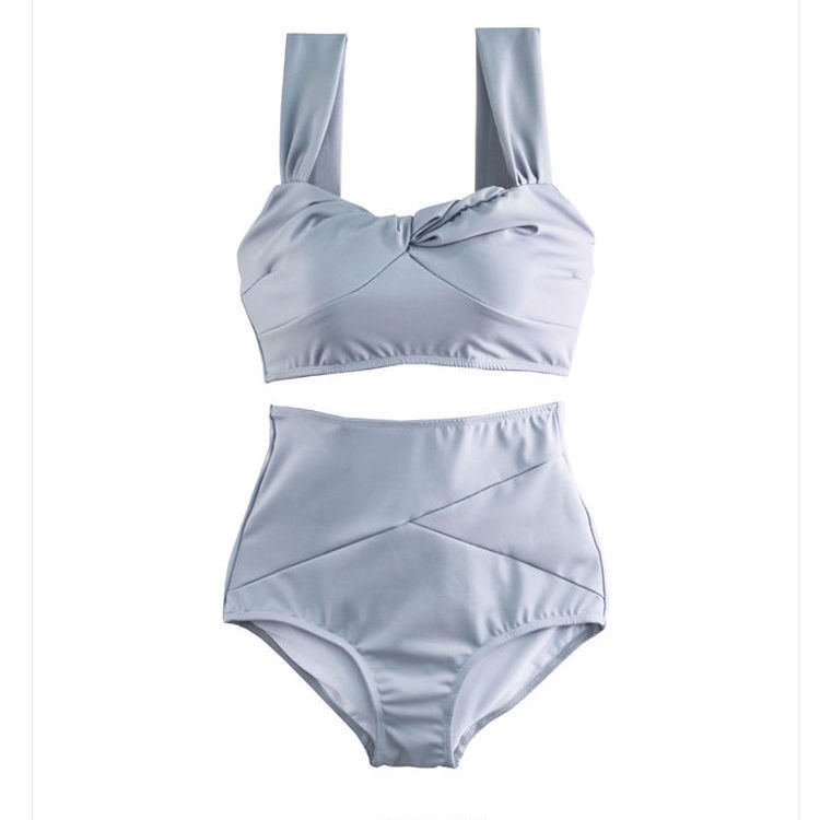 Bộ Đồ Bơi Bikini Lưng Cao Màu Trơn Thiết Kế Quyến Rũ Cho Nữ | BigBuy360 - bigbuy360.vn