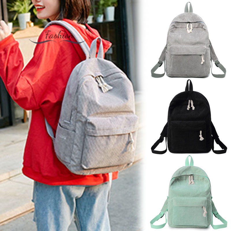 Ba Lô Vải Nhung Mềm Mại Phong Cách Preppy Cho Nữ Sinh